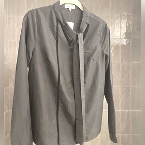 Bohme Tie Neck Blouse with Velvet detail